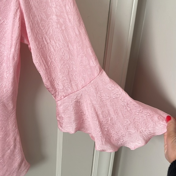 SILKLAND powder Pink 3/4 bell ruffle Sleeve Blouse M coquette fairy roma… - Picture 3 of 9
